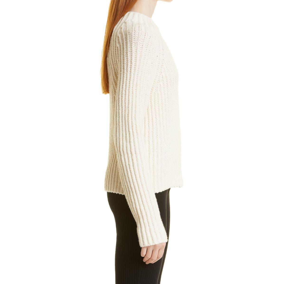ribbed knit cotton pullover model show