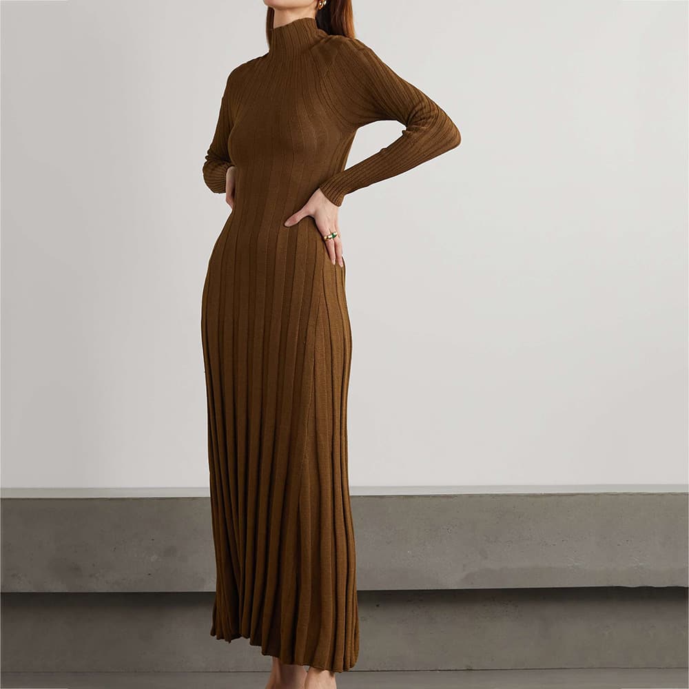 knitted ribbed maxi dress model show