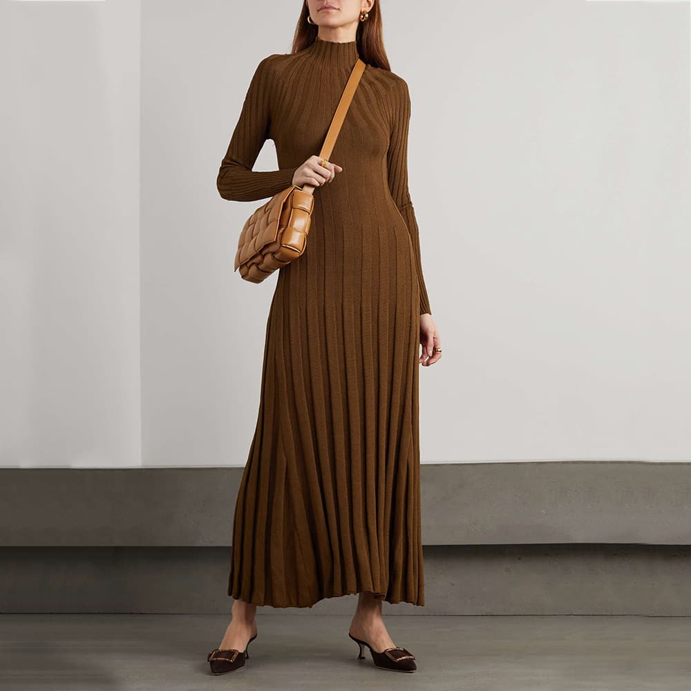 Custom Women's Knitted Ribbed Maxi Dress